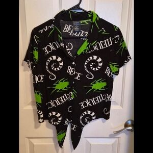 Beetlejuice Graphic Button-Up Shirt
